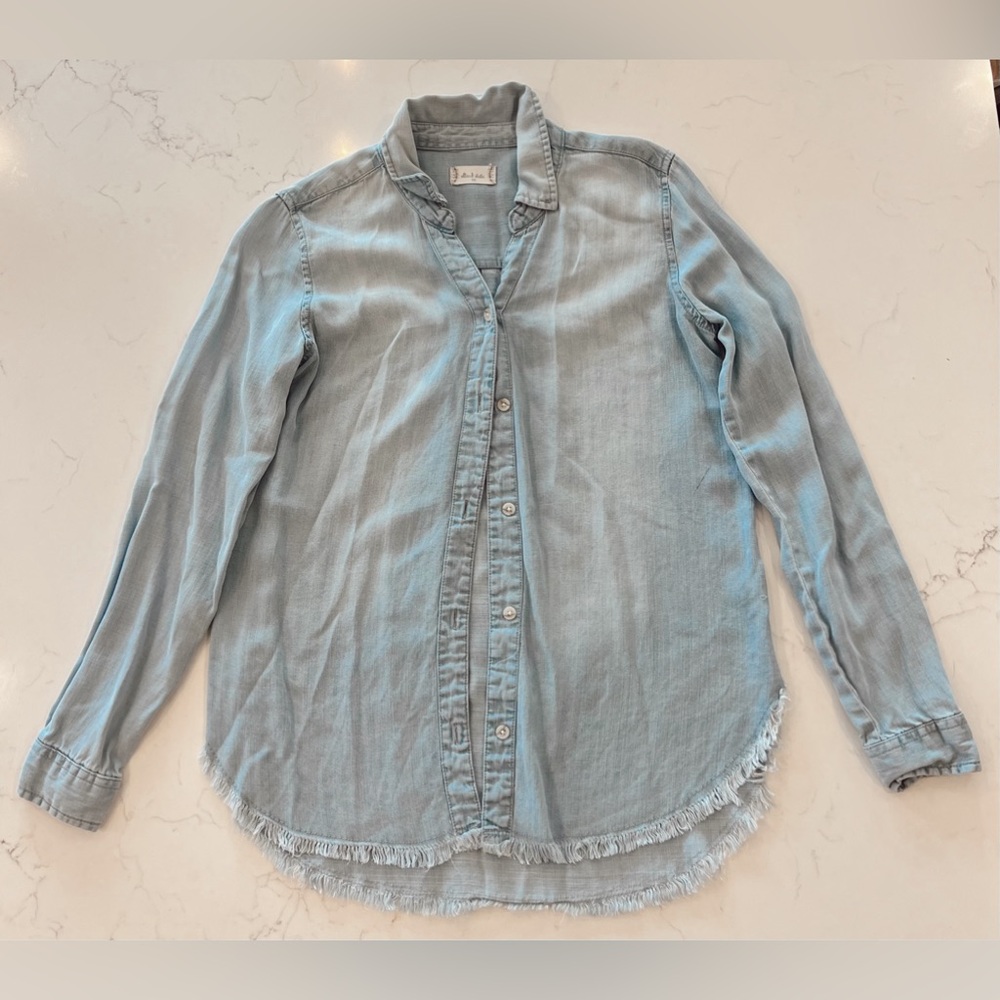 Women’s blue jean button up shirt